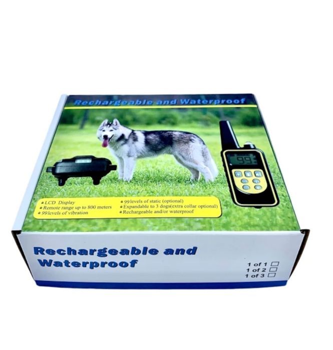 Zgarda Dresaj Câini cu telecomanda semnal 800m- Sunet Vibrații Șoc LED