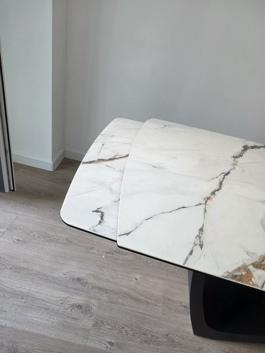 Masa Living Blat Ceramic Extensibila 180/280 x 90 x 75 cm  Alb Marmura