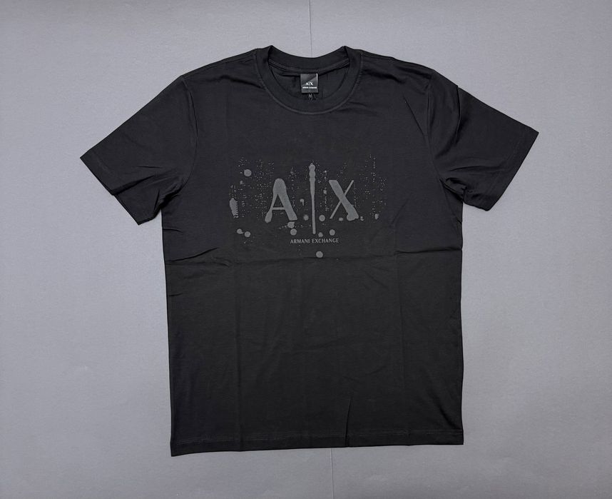 Tricou Armani Exchange negru – logo frontal  – nou cu etichetă