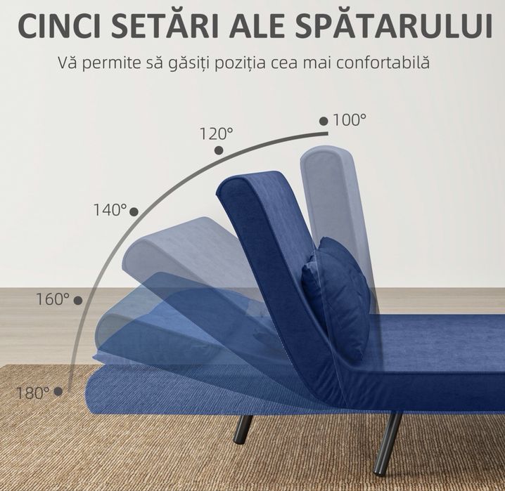 Canapea extensibilă 3 în 1 cu spătar Reglabil