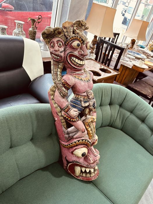 Голяма азиатска ритуална дървена маска / тотем