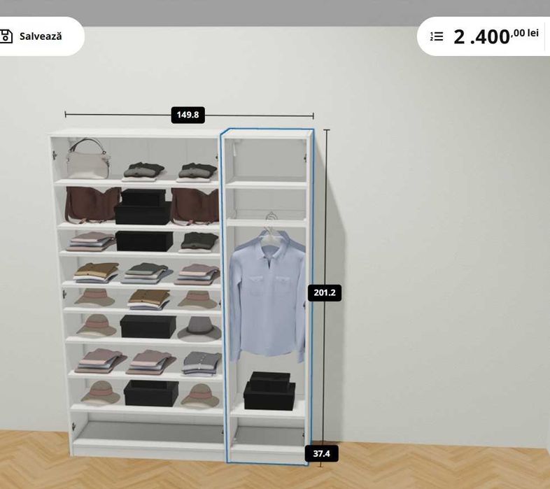 Vand dulap Ikea, adancime 37cm