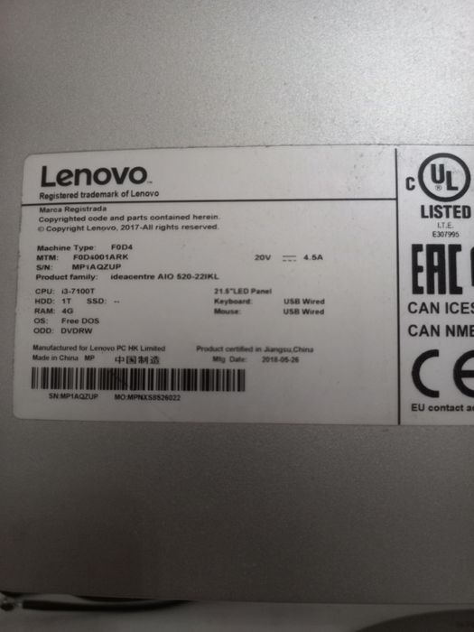 Lenovo IdeaCentre AIO 520-22IKL (2018)