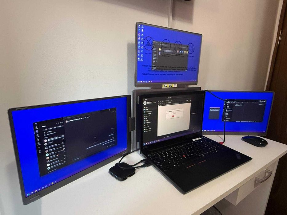 Monitor Triplu Extensibil si Portabil 16 inch, Geanta inclusa