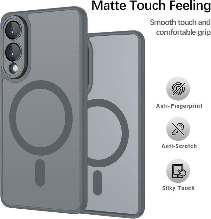 Матов magsafe кейс за samsung galaxy s25 edge - титаниево сив