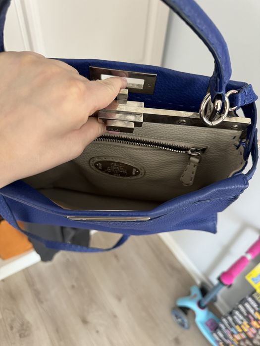 Fendi Blue Leather Medium Peekaboo