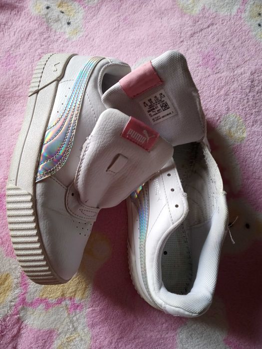 Incaltaminte Puma copii, 35, alb cu dungi sidefate