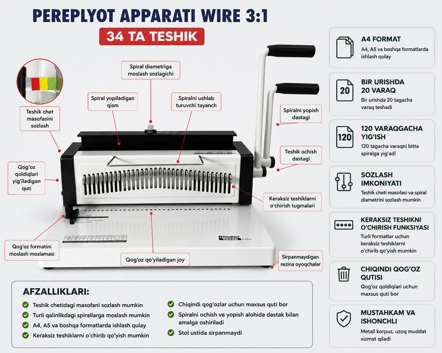 Yangi Wire 3:1 Pereplyot Apparati ,метал пружина учун A4  120