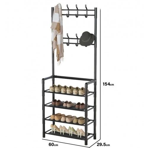 Метална Етажерка Портманто със Закачалки и Рафтове за обувки
3в1 мулти