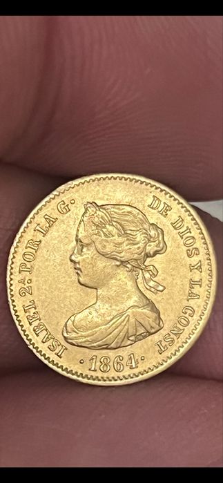 Златна монета Изабела 2-ра Испания 40 реала