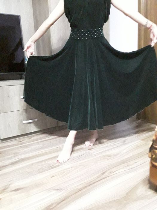 Rochie catifea verde inchis