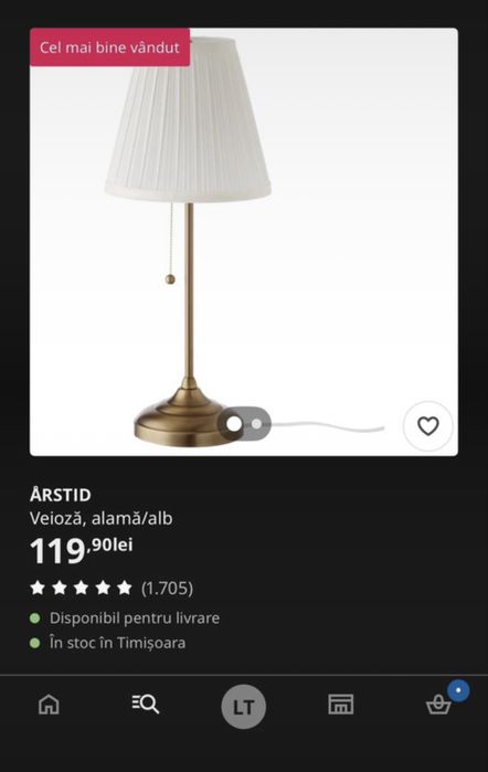 Veioza noptiera abajur alb
