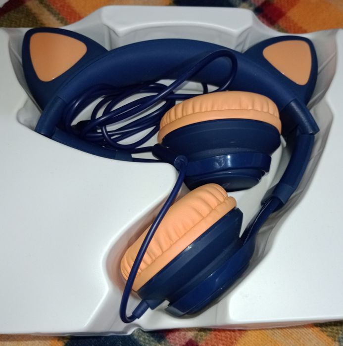 HOCO midnight blue. Наушники с ушками