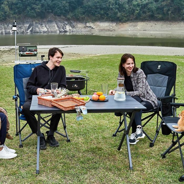 EVER ADVANCED Сгъваема алюминиева къмпинг маса за 4-6 души, 120x70 см