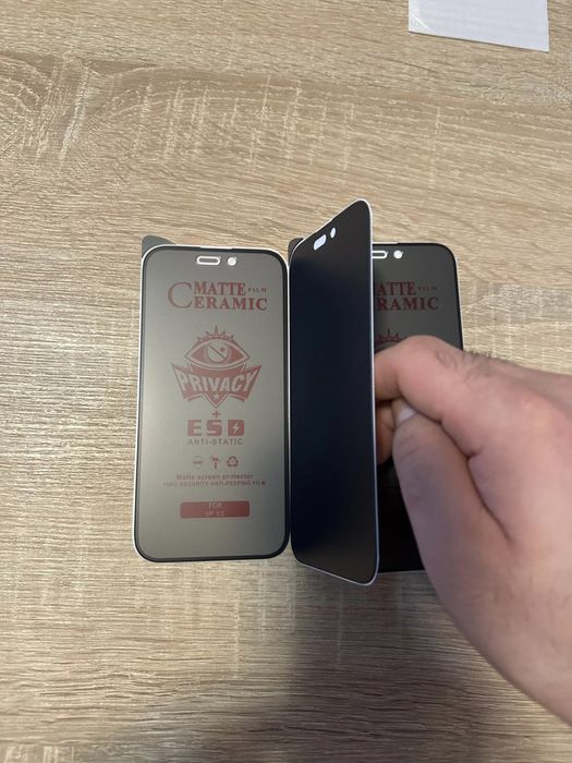 Folie sticla Privacy Matte iPhone 15, 15 Pro, 15 Pro Max subtire