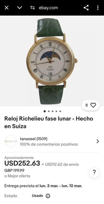 Ceas Watch Elevetian Swiss Richelieu Moon Phase Fazele lunii