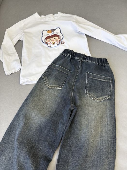Джинсы и лонгслив 140 см