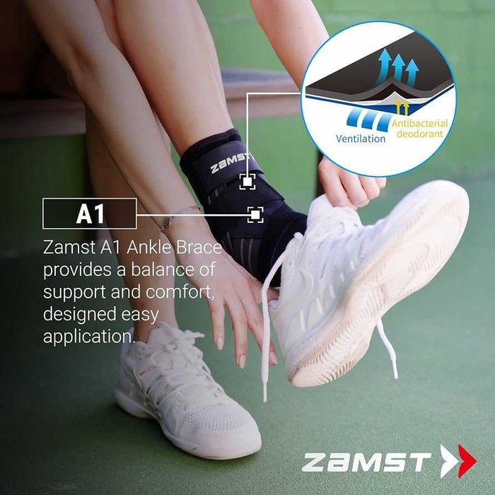 Чисто Нова Ортеза за Глезен Zamst A1 Black (Размер M - За ДЕСЕН крак)