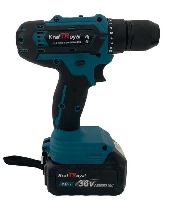 Акумулаторен ударен винтоверт KraftRoyal 36V с две батерии и зарядно