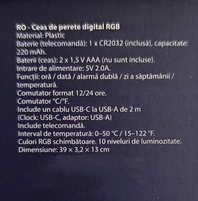 Ceas digital cu termometru