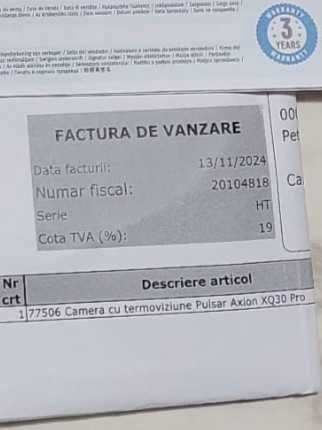 Camera cu termoviziune Pulsar Axion XQ30 Pro in garantie