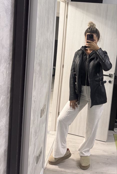 geaca piele matlasata cu gluga