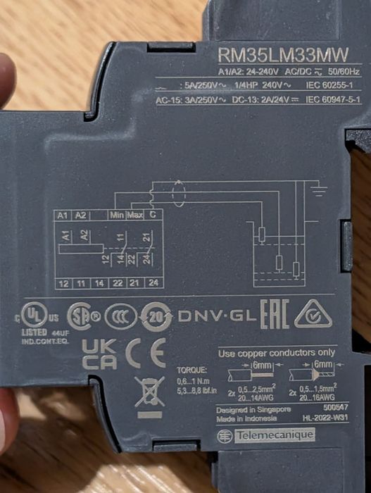 Releu nivel Schneider Electric RM35LM33MW - Nou în cutie