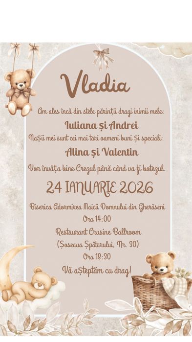 Invitatii digitale  botez sau zile de nastere