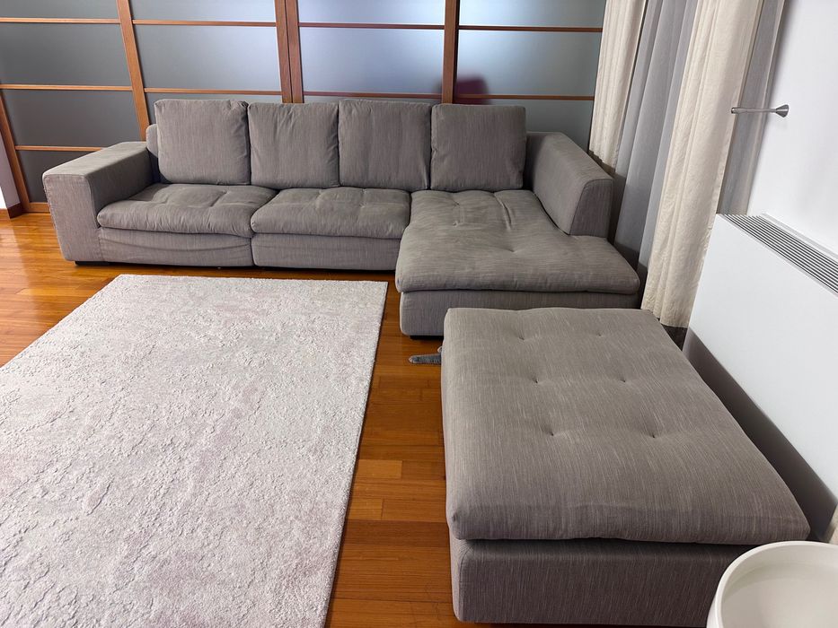 Canapea de colt, cu puf de gasca, tesatura bumbac