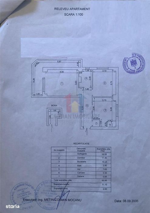 SPATIOS2 camere, 62 mp, balcon 11 m, Mobilat si Utilat, Ultracentral