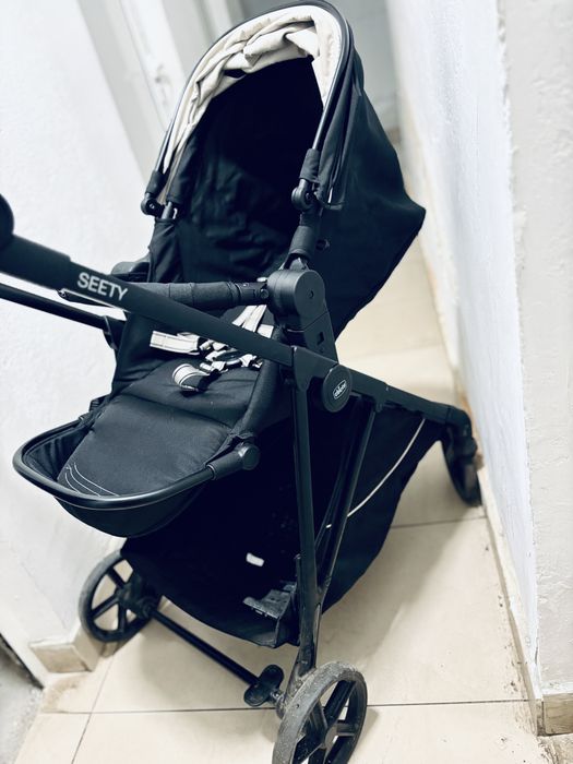 Carucior 3 in 1 Chicco Seety si scaun auto Chicco cu baza Iso-fix