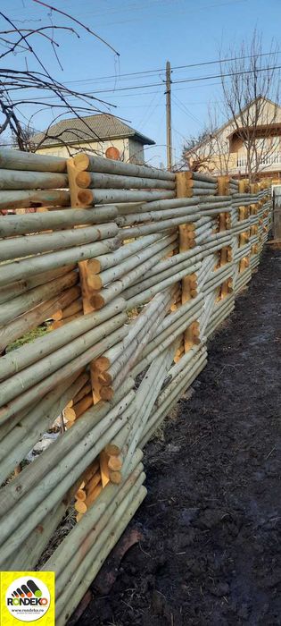 Gard din Lemn Rotund Impletit - Montaj si Transport Asigurat!