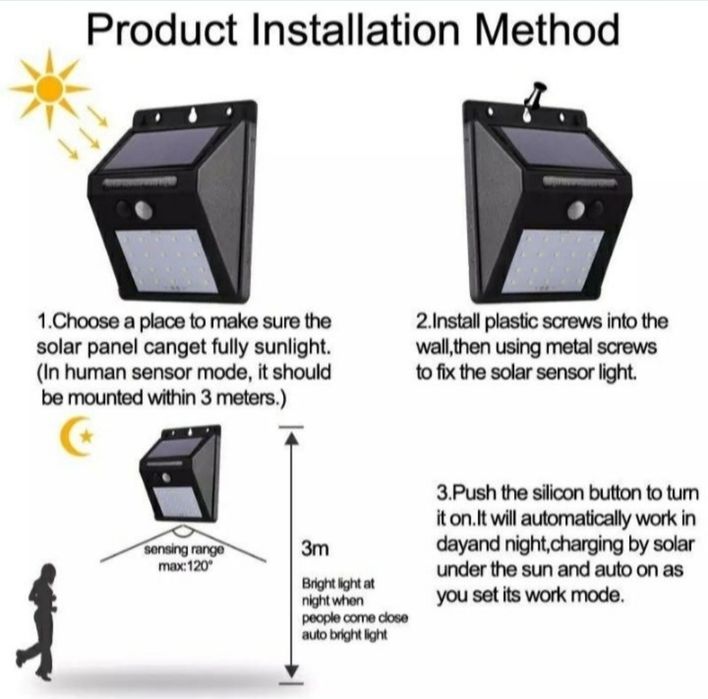 Уличное освещение Светильник с выносной солнечной панелью,фонар движен