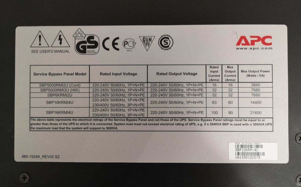 Panou bypass APC SBP10KRMI4U