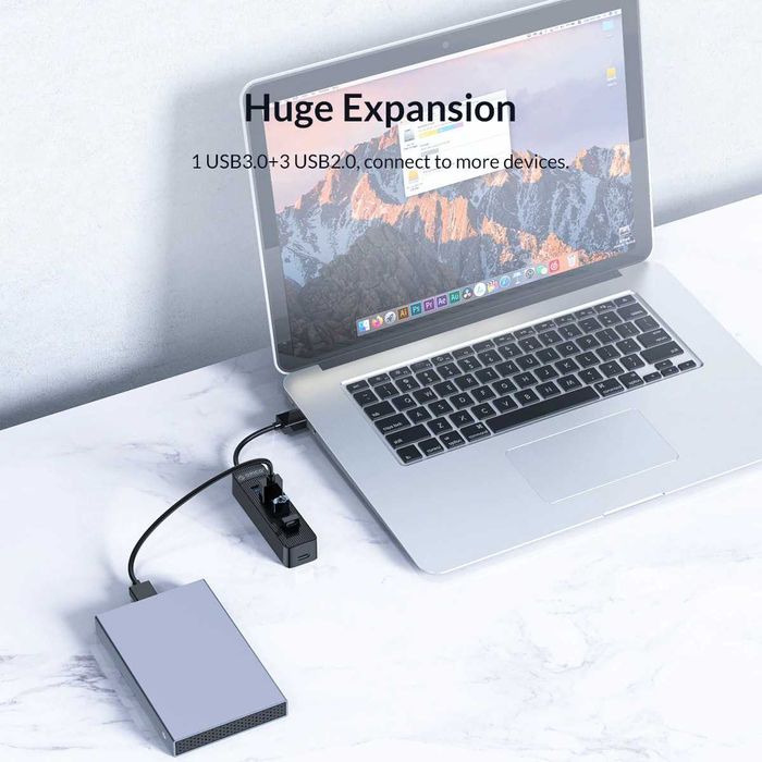 Hub USB cu 4 porturi USB 3.0 pentru PC laptop, port USB-C, 15cm