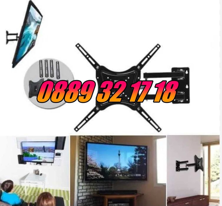 Въртяща стойка за телевизор за стена 14-55", подвижна стойка до 50кг