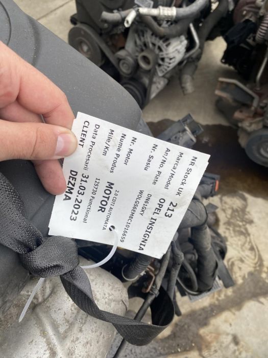 Motor, cod A20DTH, Opel Insignia A, 2.0 CDTI seria: W0LGS6EM8C1016659