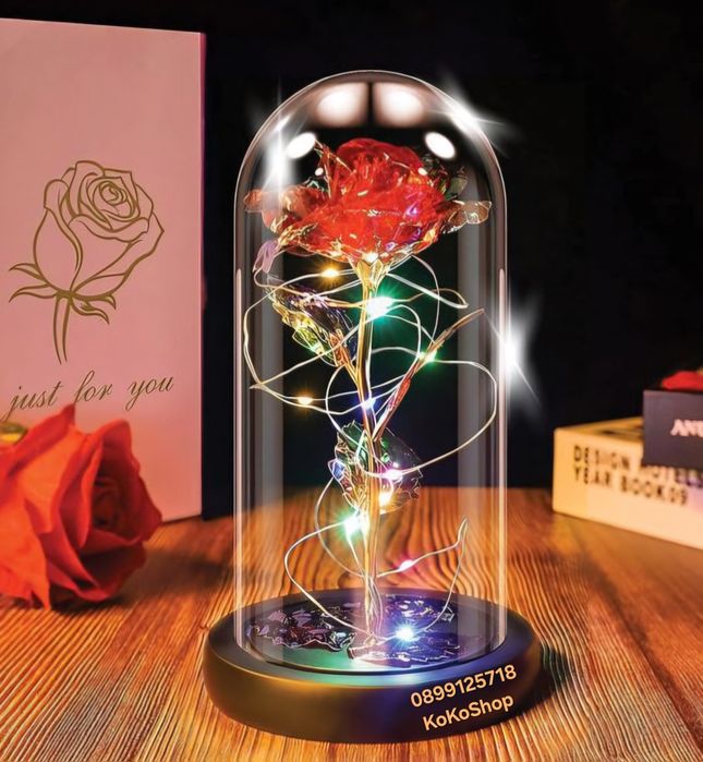 Роза в  купол с LED светлини –  подарък за Свети Валентин