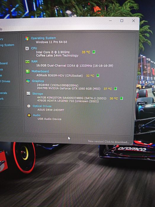 Kit PC i5 9400f + placa de bază + gtx 1060 6 MSI+ M2 ADATA Legend 512gb