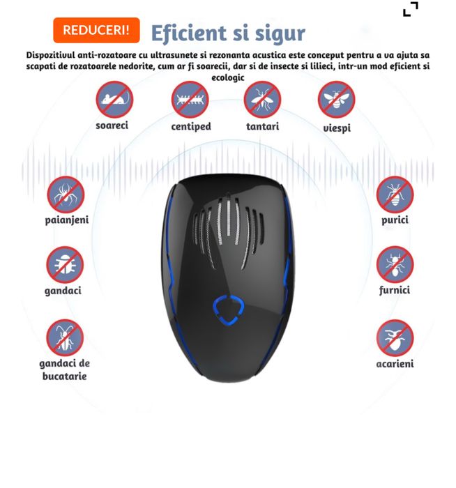 Dispozitiv inovativ cu ultrasunete anti daunatori ( insecte, rozatoare