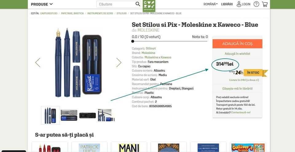 Set Stilou si Pix - Moleskine x Kaweco Blue-Red(Super Ofertă).,