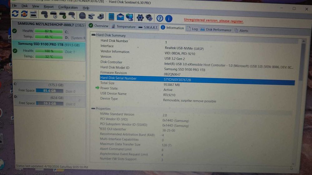 Solid State Drive (SSD) Samsung 9100 PRO de 1TB, PCIe Gen 5.0 ,nou