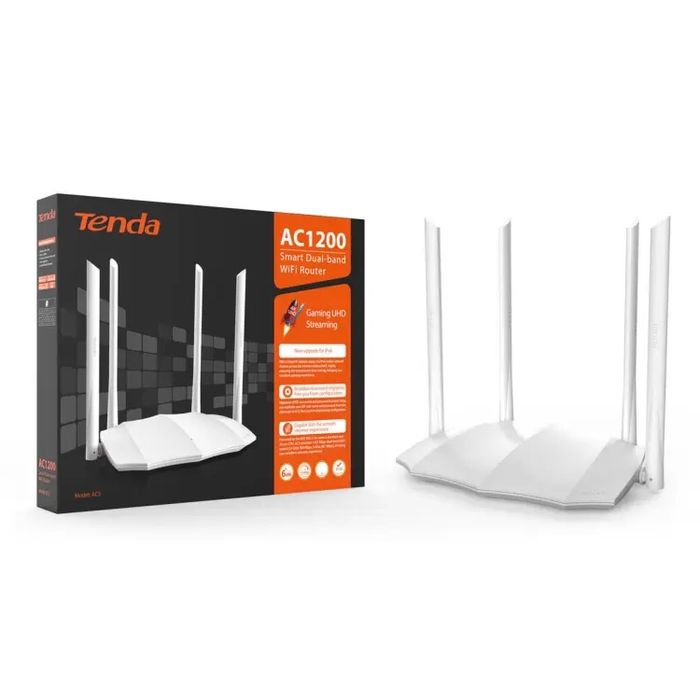 Router Wireless TENDA AC6 AC1200, Dual-Band 300 + 867 Mbps, negru