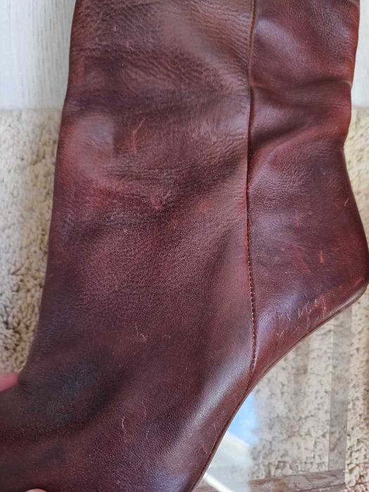Cizme piele Maison Martin Margiela Pour H&M leather longboots brown 40