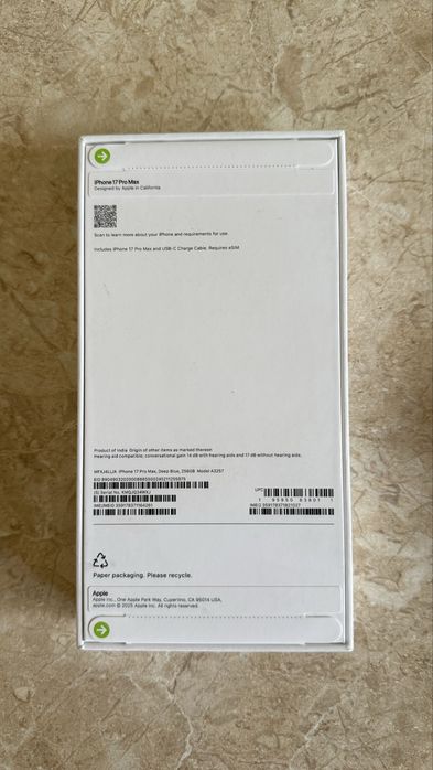 iPhone 17 Pro Max, Deep Blue, 256GB