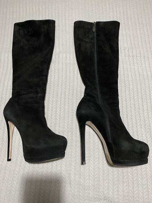 Сапоги из натуральной замши на шпильке