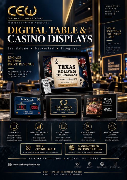 Mese poker, blackjack, ruletă și echipamente profesionale casino CEW