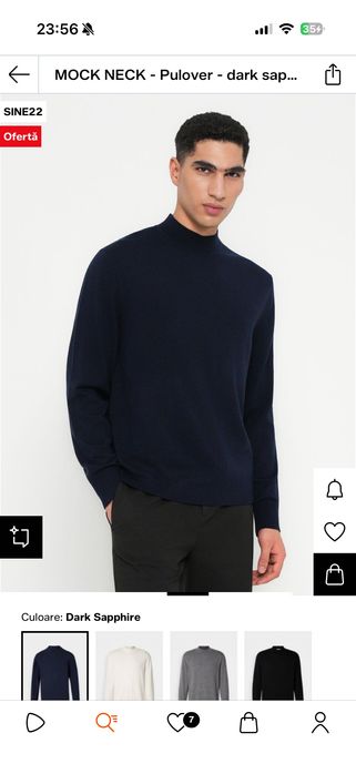 Pulover mock neck Calvin Klein lana merino marimea S