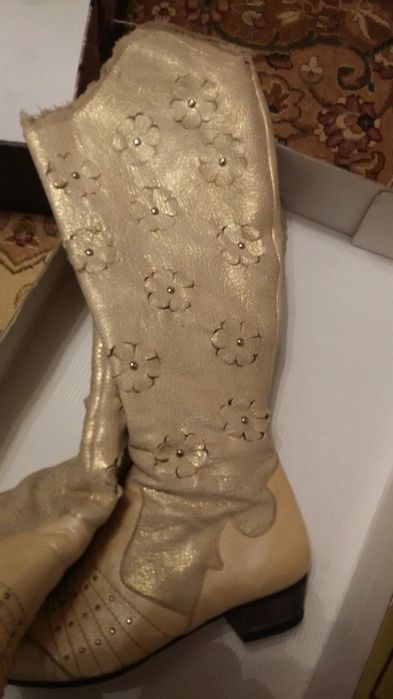 Сапоги кожа светлые  ( Доставка)