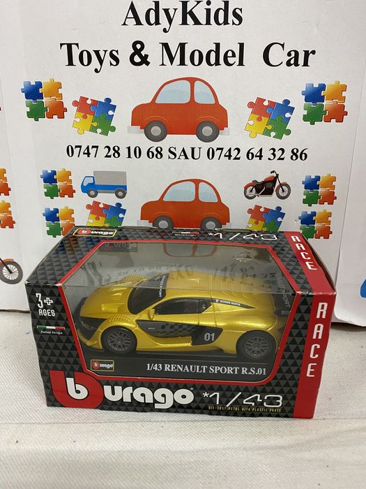 Bburago RENAULT SPORT RS galben machetă auto Rally scara 1:43